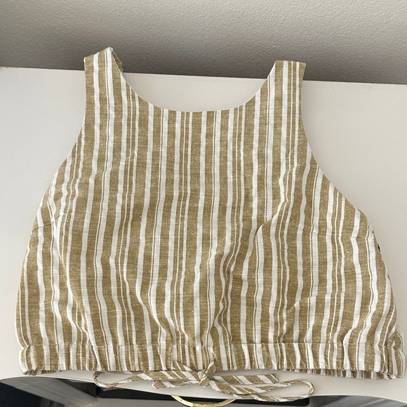 Fashion On Earth Tops - Stylish Striped Beige and White Crop Top